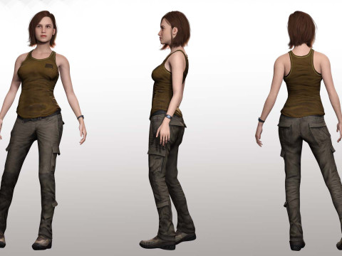 Sabrina- Realistic Woman with Repairman cloth Modello 3D