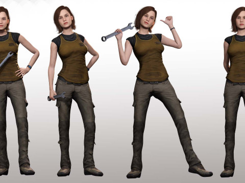 Sabrina- Realistic Woman with Repairman cloth Modello 3D