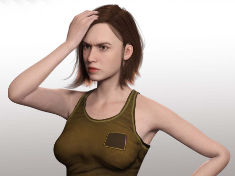Sabrina- Realistic Woman with Repairman cloth Modello 3D