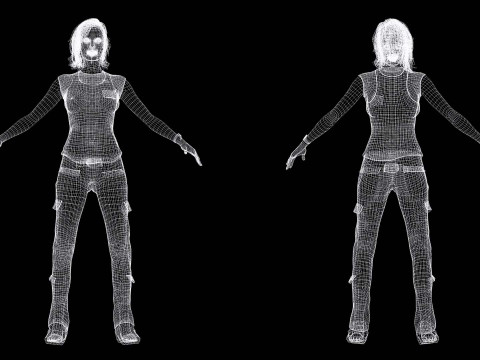Sabrina- Realistic Woman with Repairman cloth Modello 3D