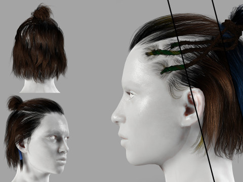 Realistic Female hair afro latina Braids 3D Model