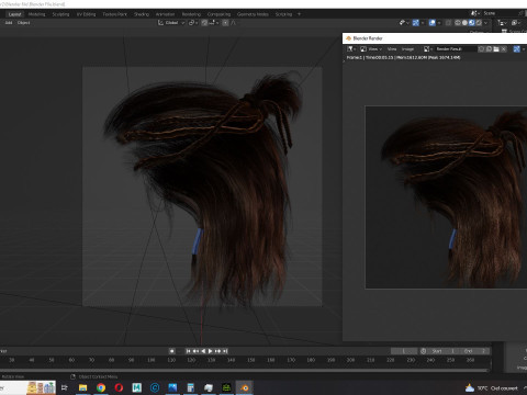 Realistic Female hair afro latina Braids Model 3D