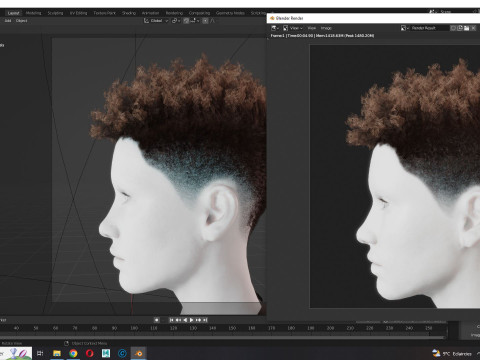 Hair Afro Short Female 3D Model