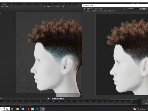 Hair Afro Short Female 3D Model
