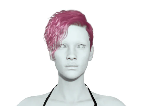 Realistic Female hair cyberpunk ready 3D Model