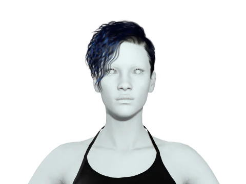 Realistic Female hair cyberpunk ready 3D Model