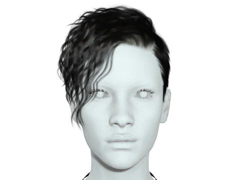 Realistic Female hair cyberpunk ready 3D Model