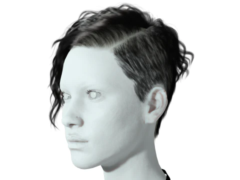 Realistic Female hair cyberpunk ready 3D Model