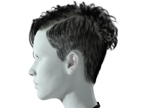 Realistic Female hair cyberpunk ready 3D Model