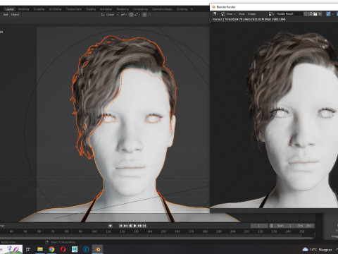 Realistic Female hair cyberpunk ready 3D 모델
