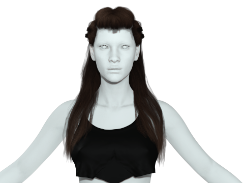 Realistic Female Long hair colorable cards 3D Modell