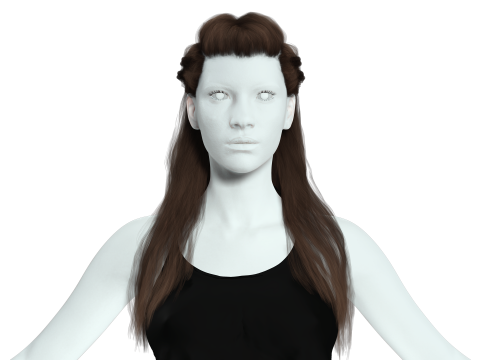 Realistic Female Long hair colorable cards 3D Modell