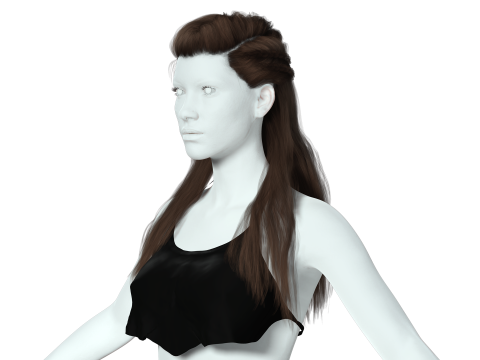 Realistic Female Long hair colorable cards 3D Modell