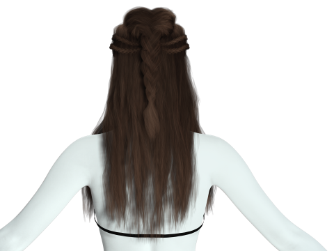Realistic Female Long hair colorable cards 3D Modell