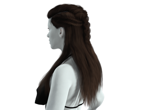 Realistic Female Long hair colorable cards 3D Modell