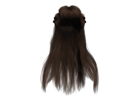 Realistic Female Long hair colorable cards 3D Modell