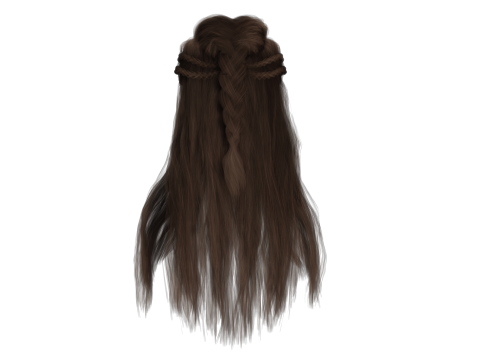 Realistic Female Long hair colorable cards 3D Modell