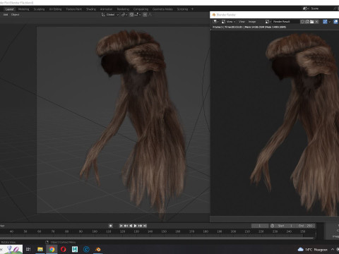 Realistic Female Long hair colorable cards 3D Modell