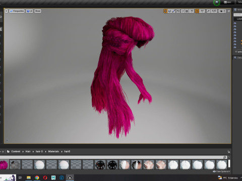 Realistic Female Long hair colorable cards 3D Modell