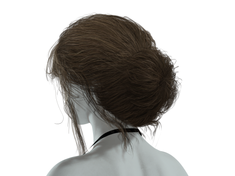 Female hair poly cards realistic 3D Model