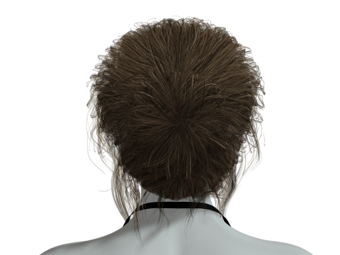 Female hair poly cards realistic 3D Model