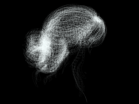 Female hair poly cards realistic 3D Model