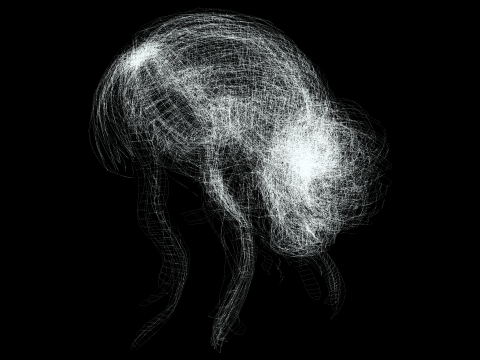 Female hair poly cards realistic 3D Model