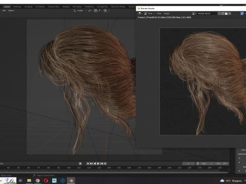 Female hair poly cards realistic 3D Model