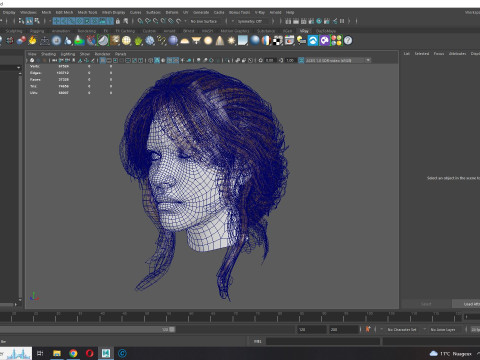Female hair poly cards realistic 3D Model
