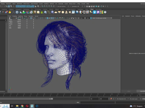 Female hair poly cards realistic 3D Model