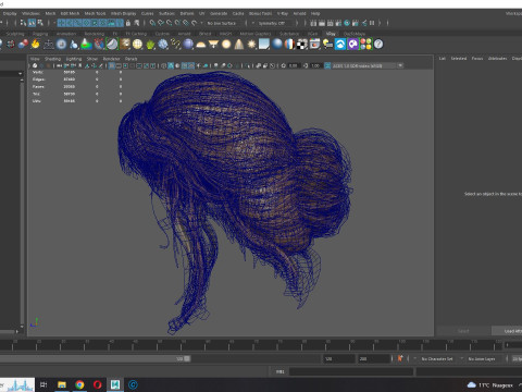 Female hair poly cards realistic 3D Model