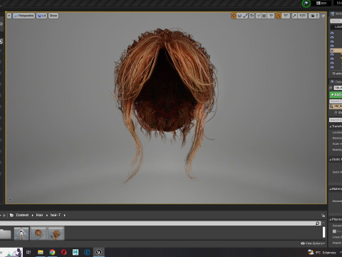 Female hair poly cards realistic 3D Model