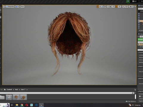 Female hair poly cards realistic 3D Model