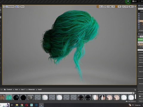 Female hair poly cards realistic 3D Model