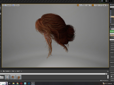 Female hair poly cards realistic 3D Model