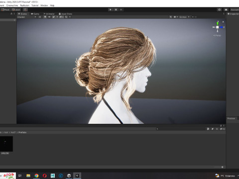 Female hair poly cards realistic 3D Model