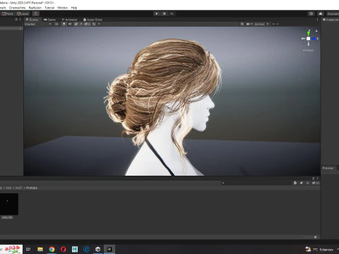 Female hair poly cards realistic 3D Model