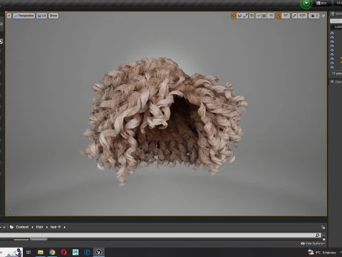 Realistic Female hair curly 3D Model