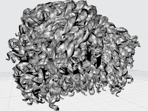 Realistic Female hair curly 3D Model