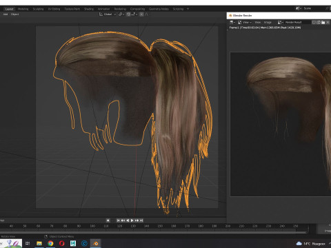 Realistic Female hair tail 3D Model