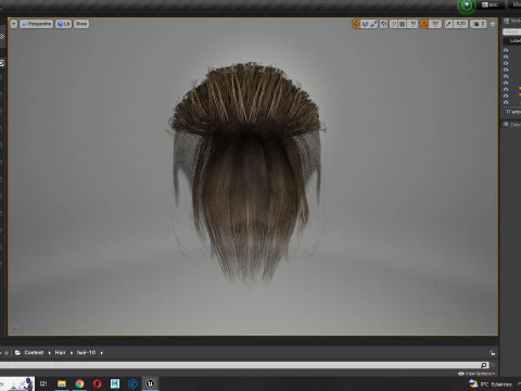 Realistic Female hair tail 3D Model