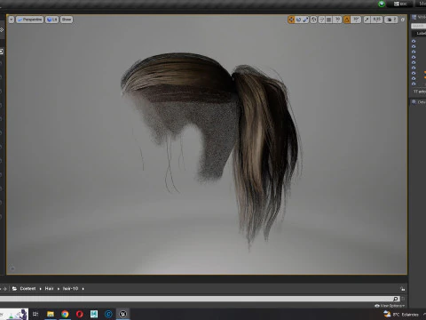 Realistic Female hair tail 3D Model