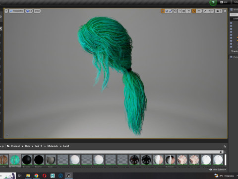 Realistic Female hair long tail 3D Model