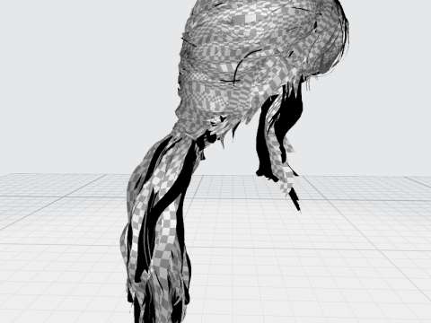 Realistic Female hair long tail 3D Model