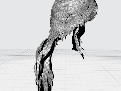 Realistic Female hair long tail 3D Model