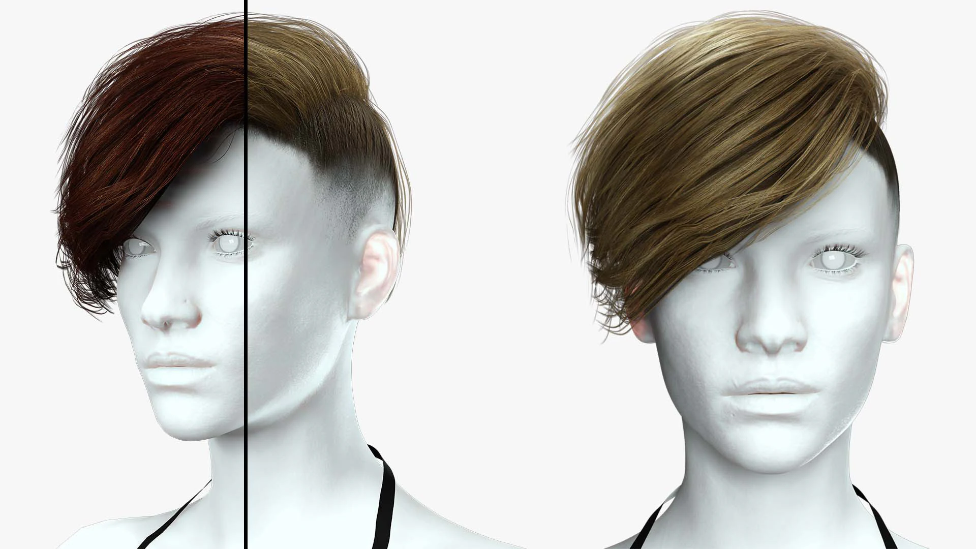 Realistic Female hair short 3D Model .c4d .max .obj .3ds .fbx .stl .blend 