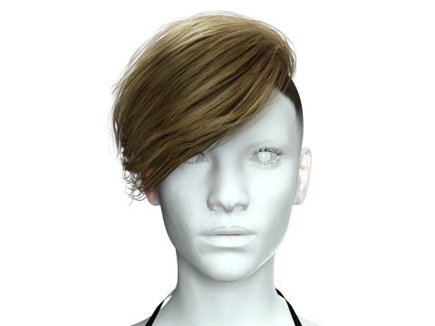 Realistic Female hair short 3D Model