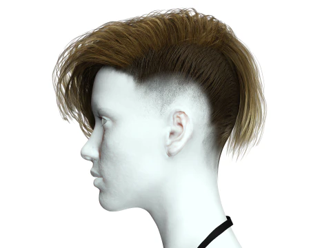Realistic Female hair short 3D Model