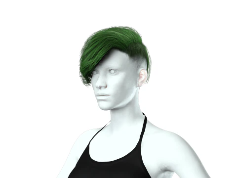 Realistic Female hair short 3D Model