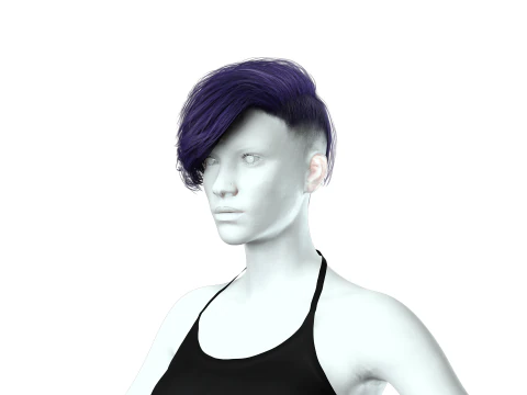 Realistic Female hair short 3D Model